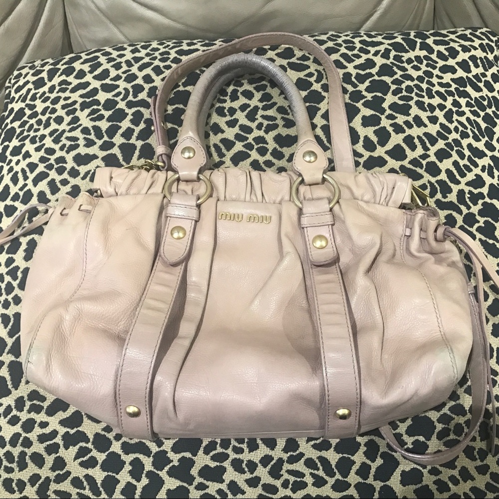 Auth Miu Miu by Prada handbag crossbody Leather